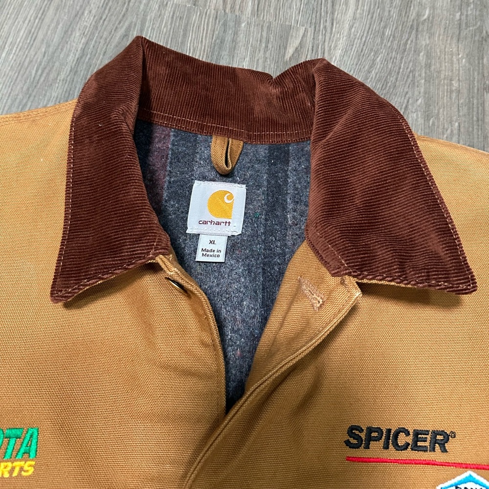 Carhartt Blanket Lined Chore Jacket Brown Michigan Corduroy Collar C001 Sz XL - Picture 11 of 13
